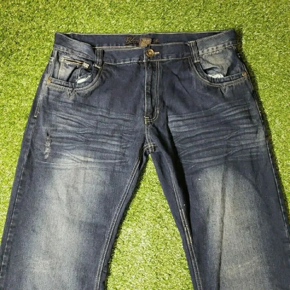 Blue Gear Jeans Mens 40x32 Blue Relaxed Loose Dark Wash Denim Everyday Basic - Picture 3 of 9